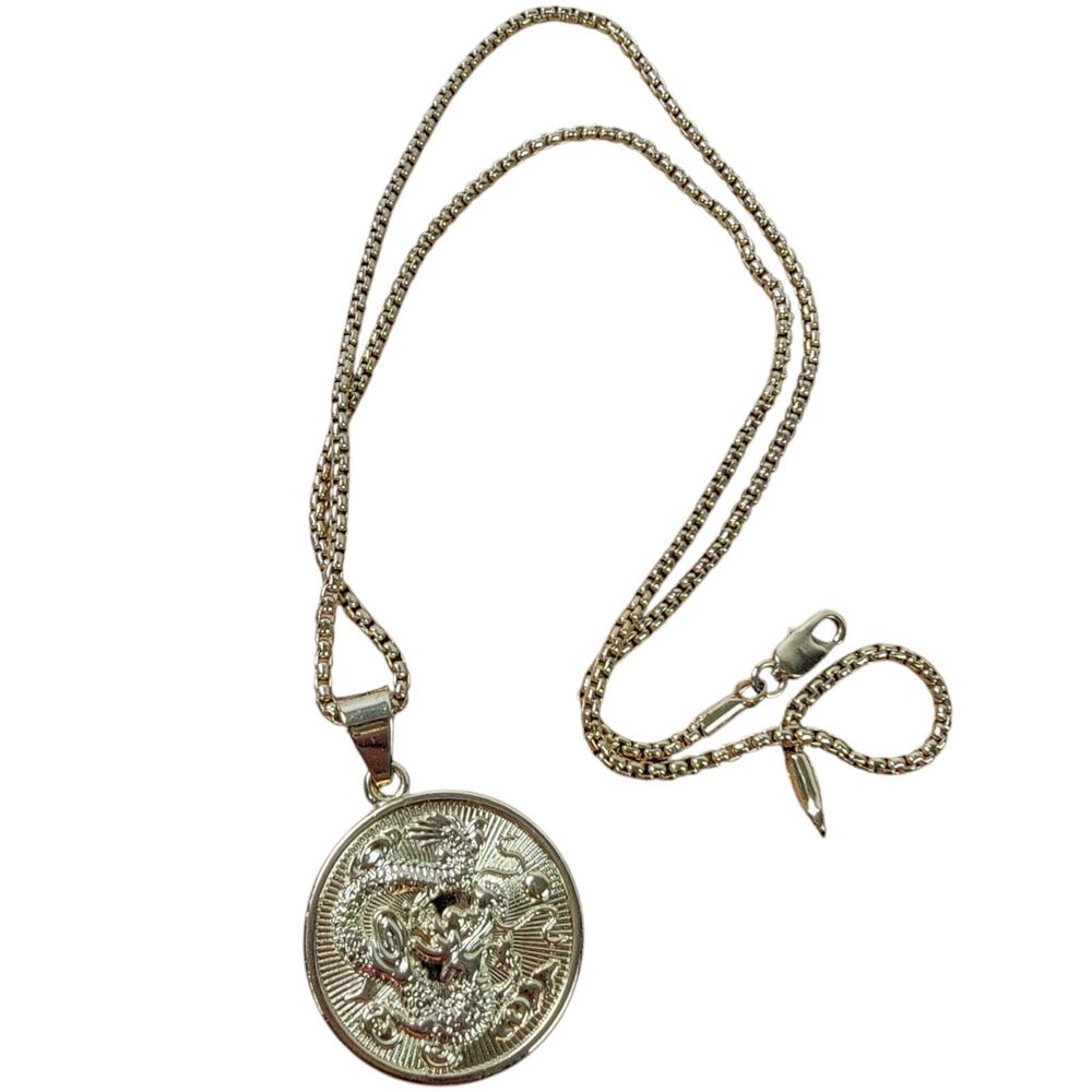 Cali Tiger 18k Gold Plated Necklace Dragon Medallion Pendant Y2k Chain Jewelry